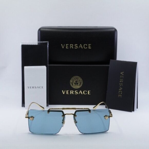 Versace VE2245 100280 Rectangle Sunglasses – Gold/Blue - Picture 2 of 10